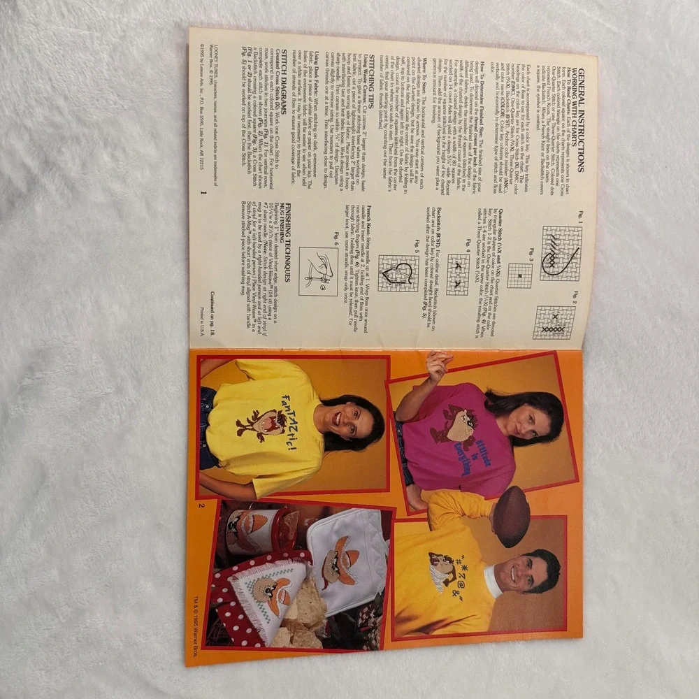 Tazmania Devil‎ Cross Stitch Leaflet Pattern Book 1995 Looney Tunes Crafting